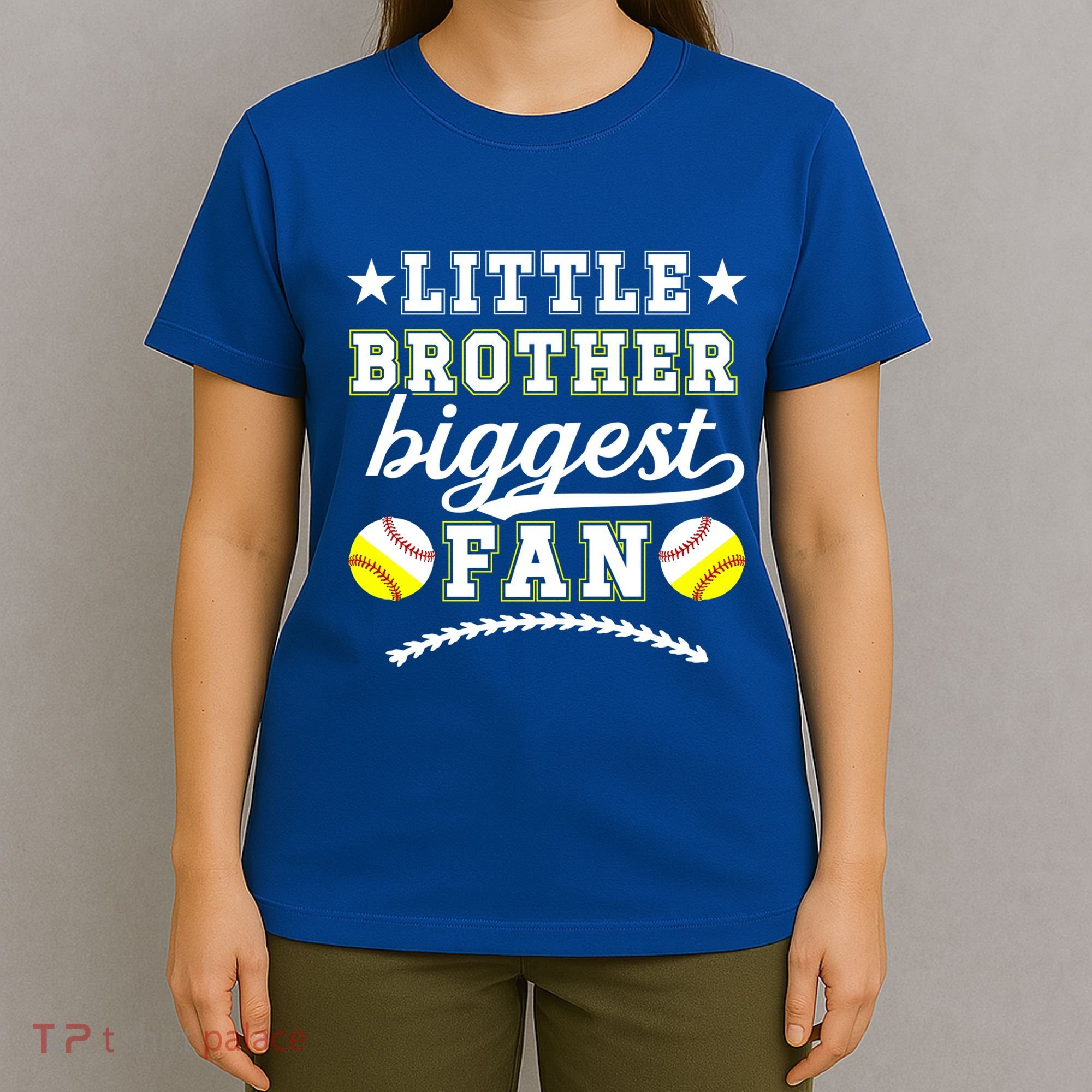 Little Brother Biggest Fan Softball Baseball Brother Gift T-Shirt