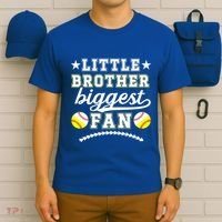 Little Brother Biggest Fan Softball Baseball Brother Gift T-Shirt thumb 6