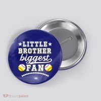 Little Brother Biggest Fan Softball Baseball Brother Gift Button thumb 0