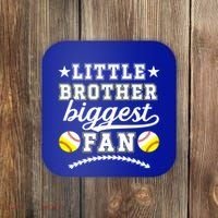 Little Brother Biggest Fan Softball Baseball Brother Gift Coaster thumb 0