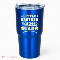 Little Brother Biggest Fan Softball Baseball Brother Gift Tumbler thumb 0