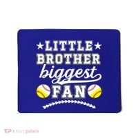 Little Brother Biggest Fan Softball Baseball Brother Gift Mousepad thumb 0