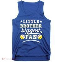 Little Brother Biggest Fan Softball Baseball Brother Gift Tank Top thumb 0