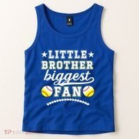 Little Brother Biggest Fan Softball Baseball Brother Gift Tank Top thumb 2