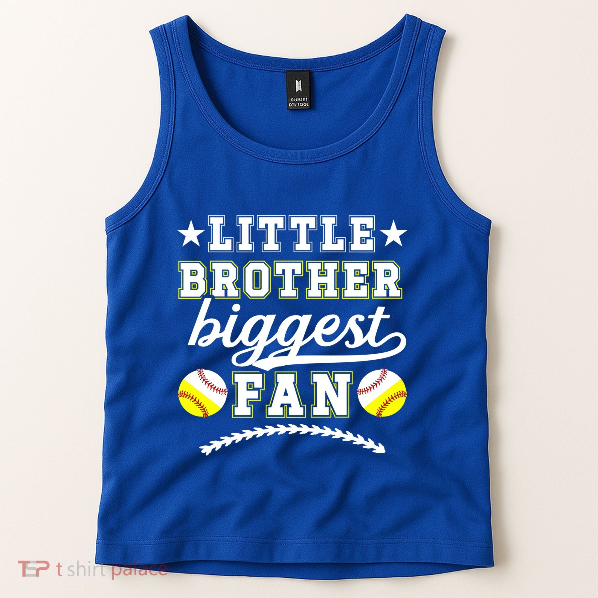 Little Brother Biggest Fan Softball Baseball Brother Gift Tank Top