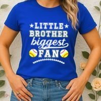 Little Brother Biggest Fan Softball Baseball Brother Gift Women's T-Shirt thumb 2