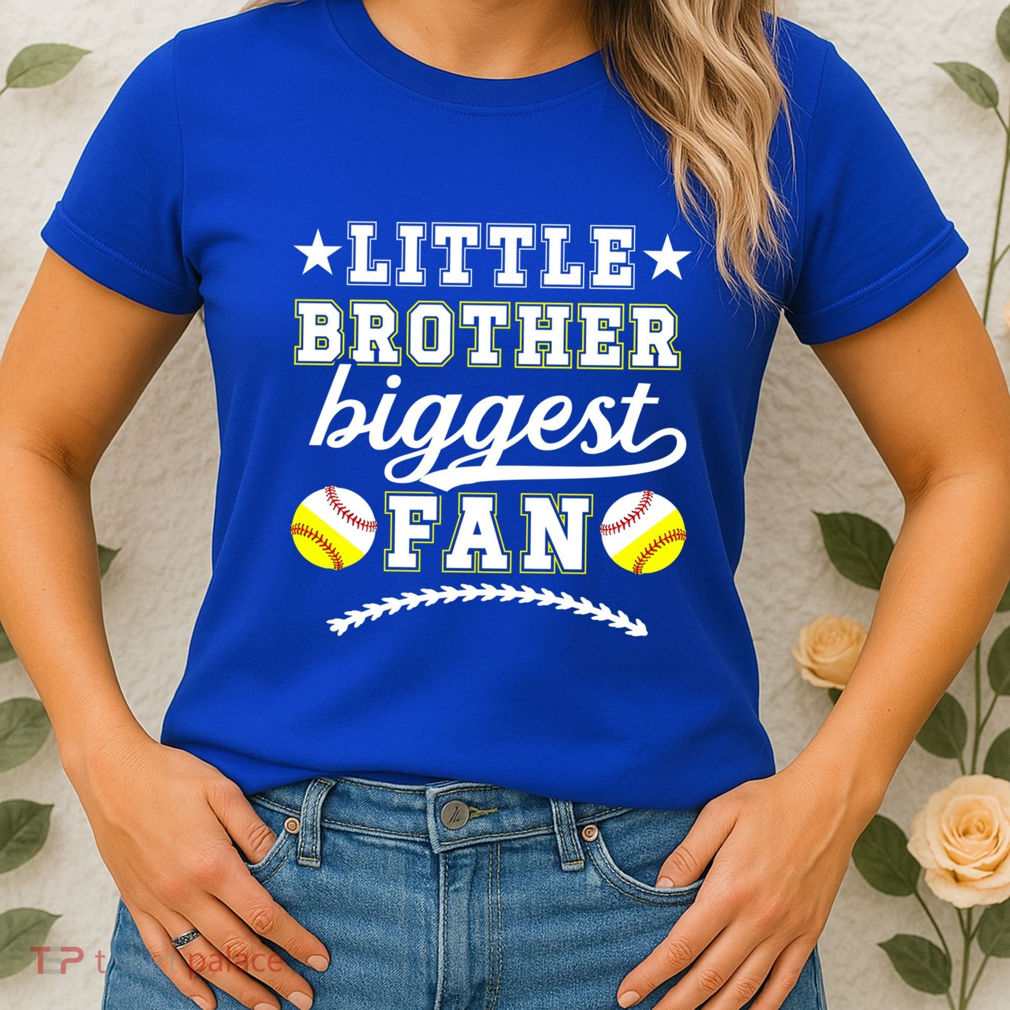 Little Brother Biggest Fan Softball Baseball Brother Gift Women's T-Shirt
