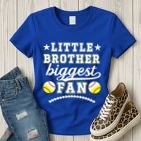 Little Brother Biggest Fan Softball Baseball Brother Gift Women's T-Shirt thumb 3