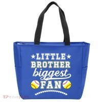 Little Brother Biggest Fan Softball Baseball Brother Gift Tote Bag thumb 0