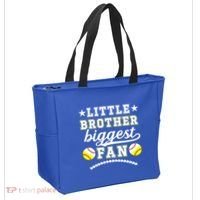 Little Brother Biggest Fan Softball Baseball Brother Gift Tote Bag thumb 2