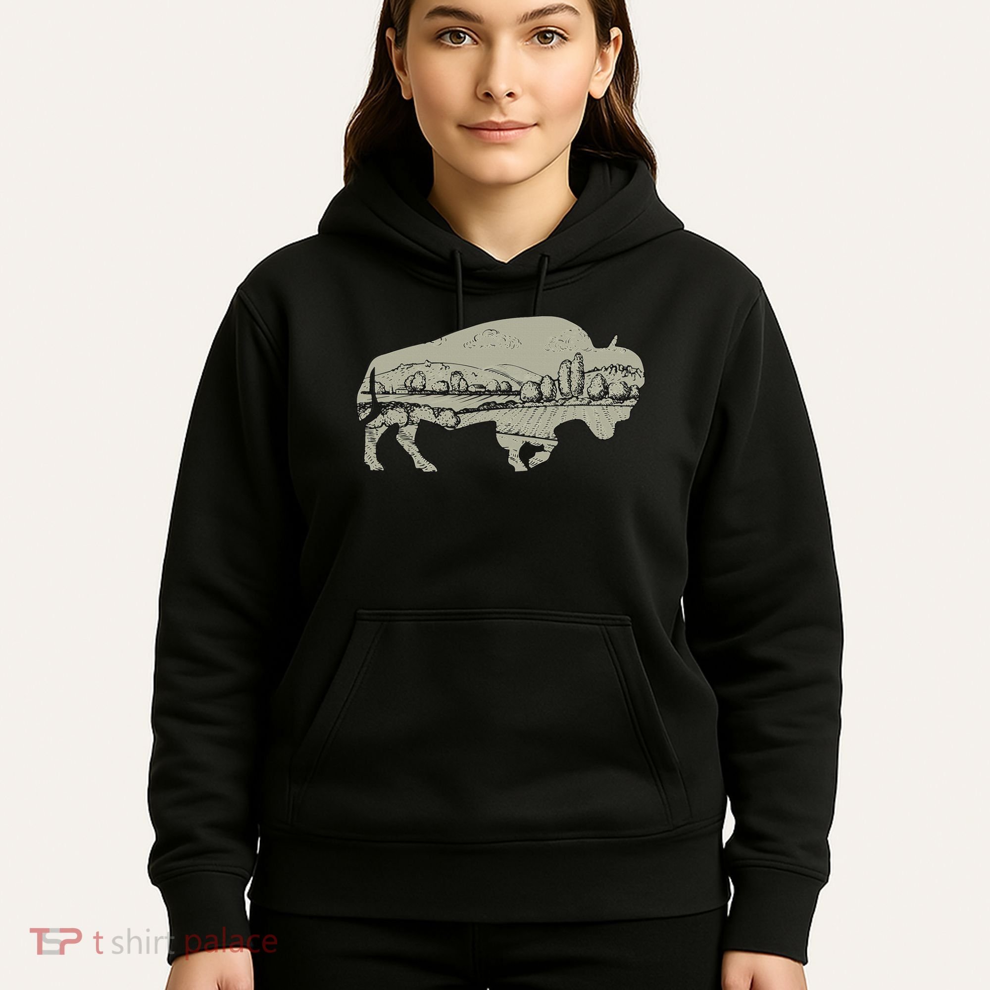 Landscape Buffalo Bison Hoodie