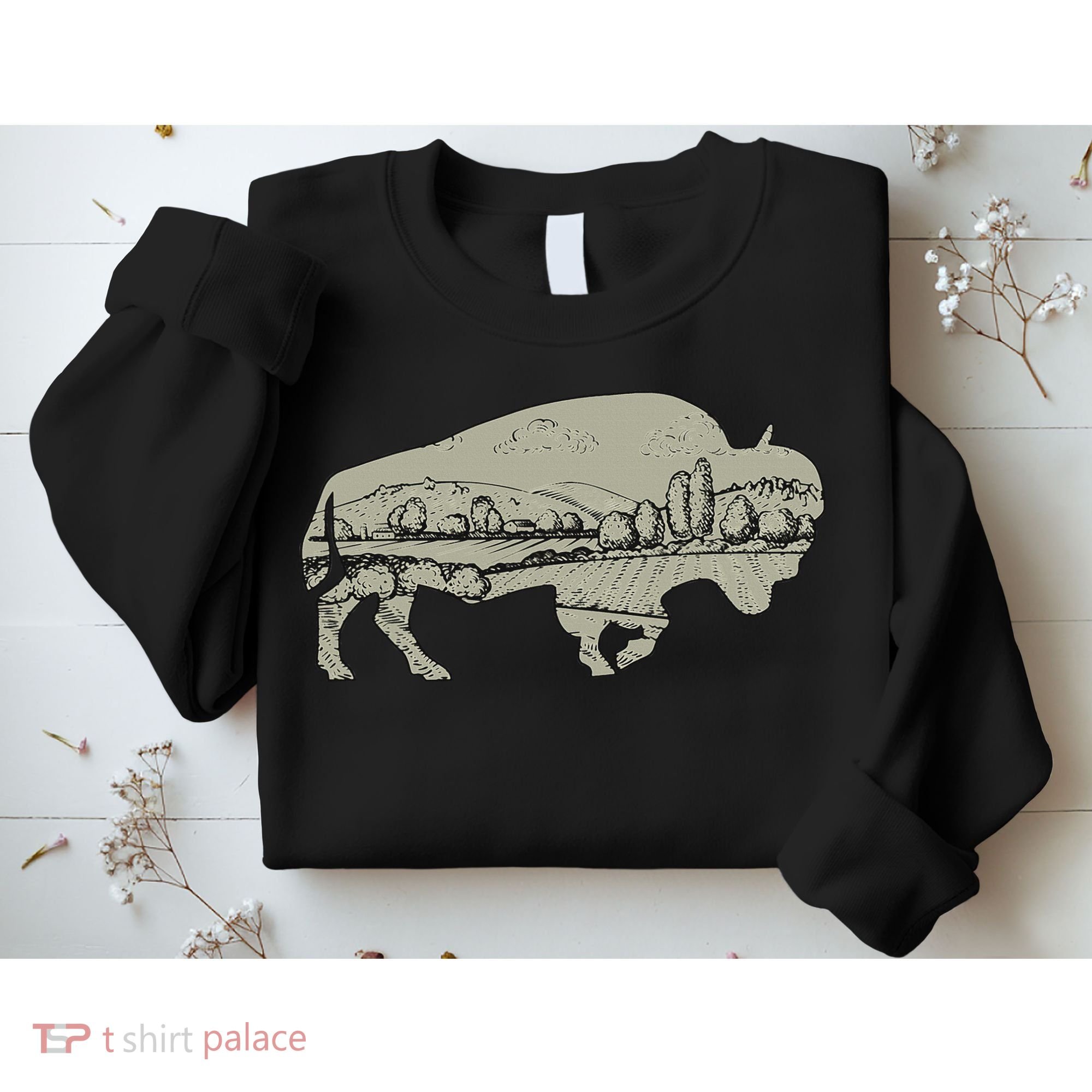Landscape Buffalo Bison Sweatshirt