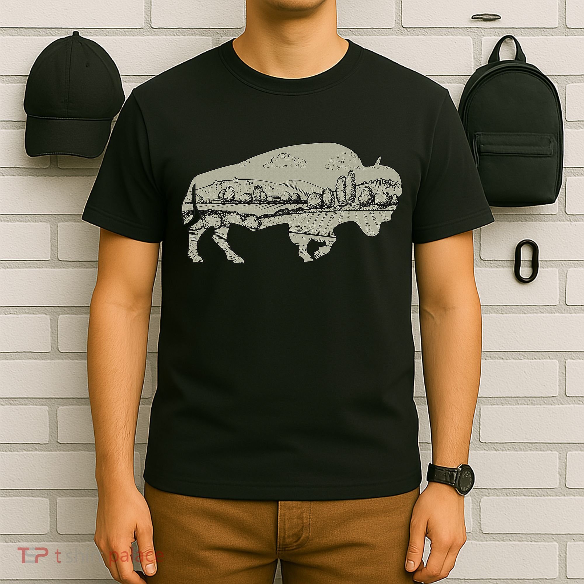 Landscape Buffalo Bison T-Shirt