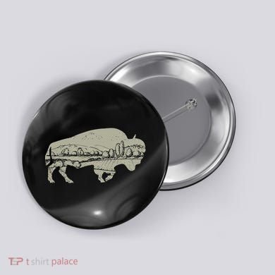 Landscape Buffalo Bison Button