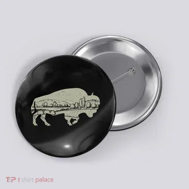 Landscape Buffalo Bison Button