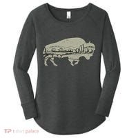 Landscape Buffalo Bison Women's Perfect Tri Tunic Long Sleeve Shirt thumb 0