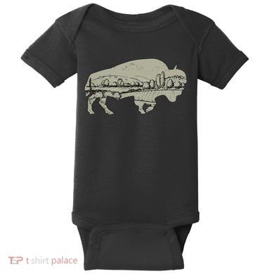 Landscape Buffalo Bison Baby Bodysuit