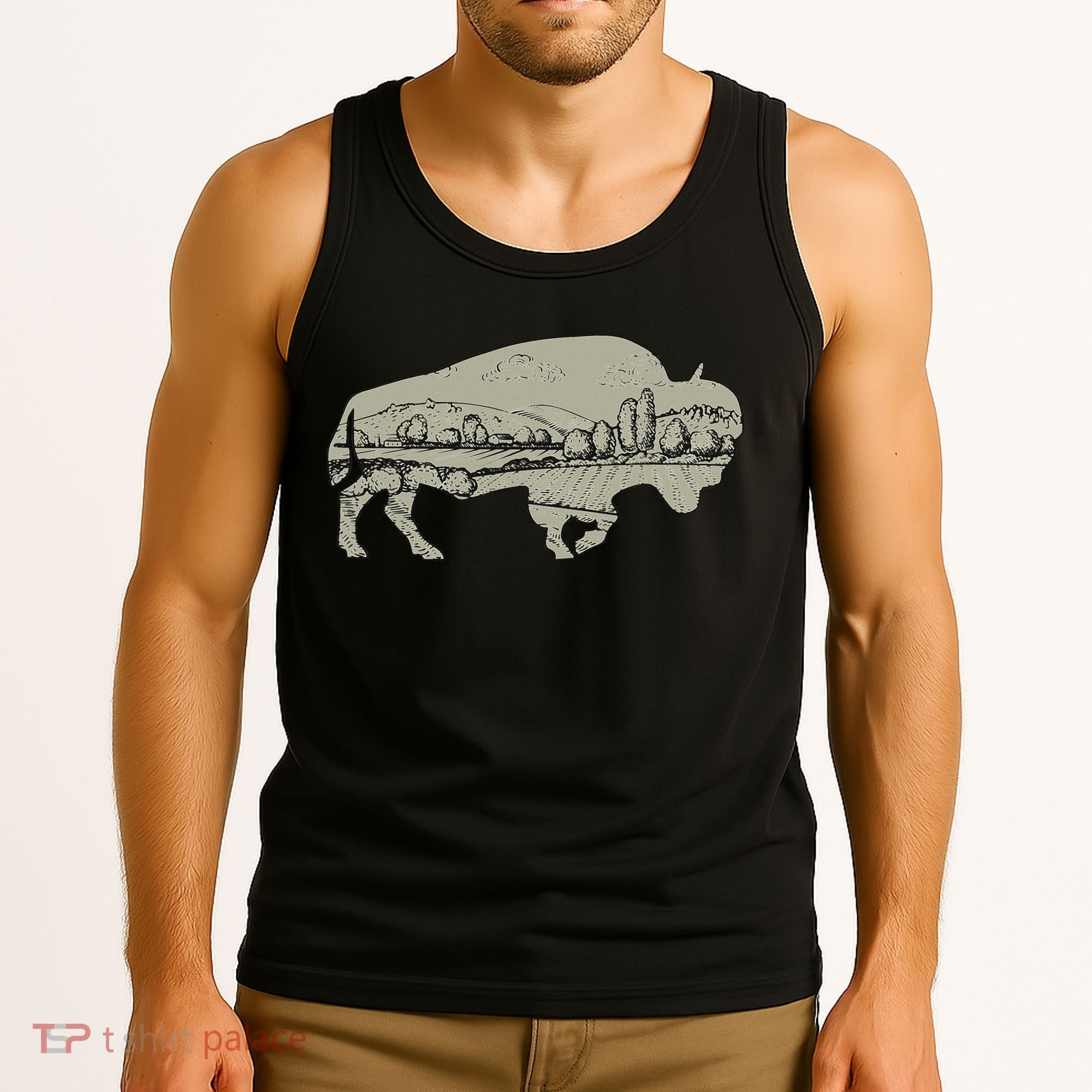 Landscape Buffalo Bison Tank Top