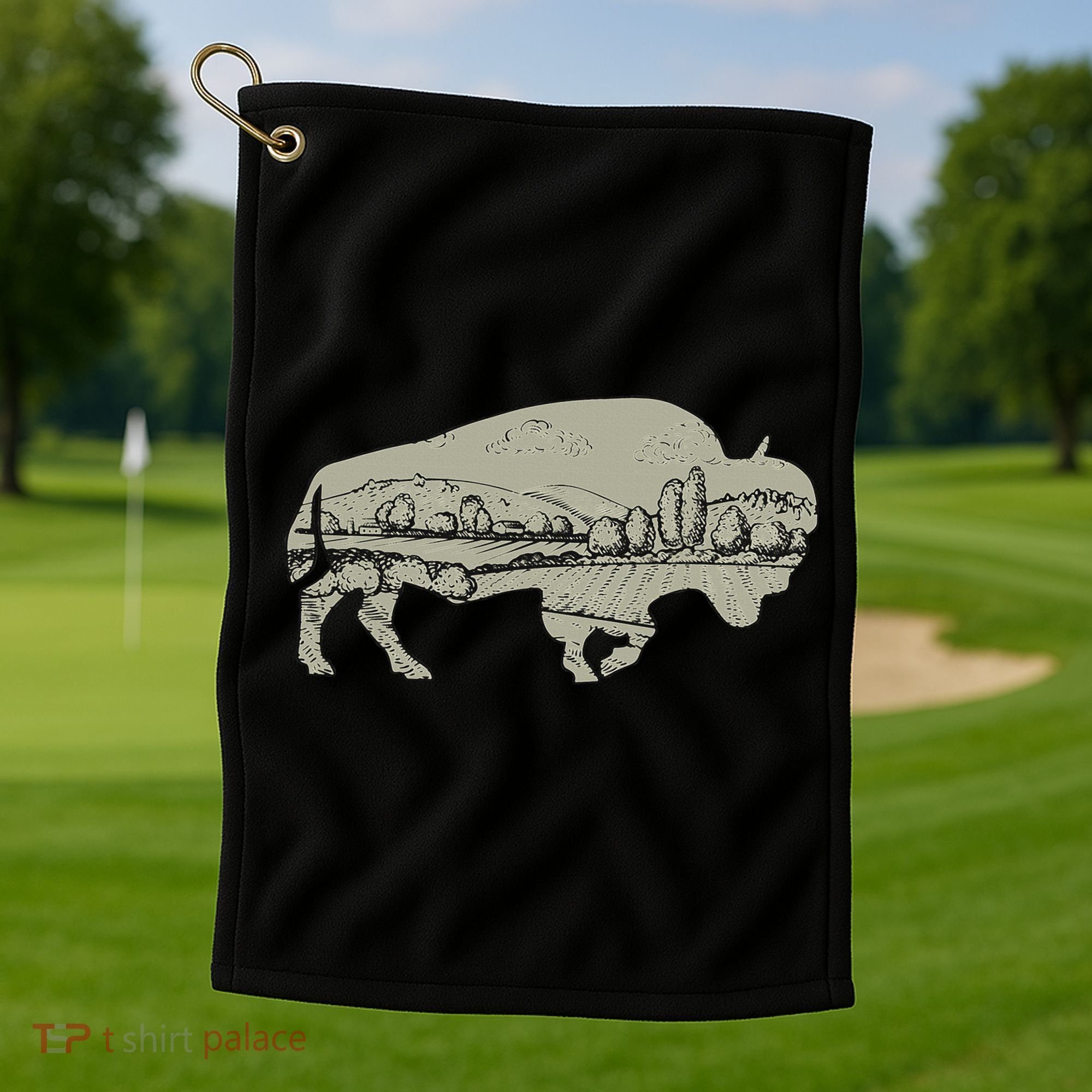 Landscape Buffalo Bison Golf Towel