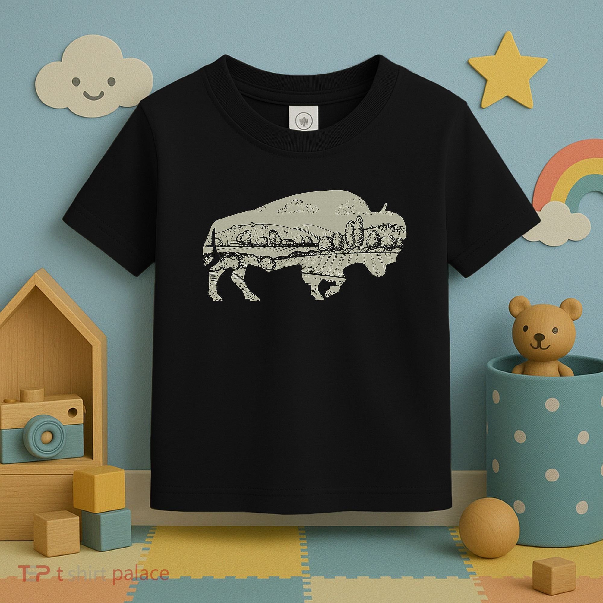 Landscape Buffalo Bison Toddler T-Shirt