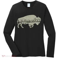 Landscape Buffalo Bison Women's Long Sleeve Shirt thumb 0