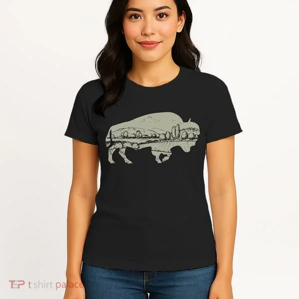 Landscape Buffalo Bison Women's T-Shirt