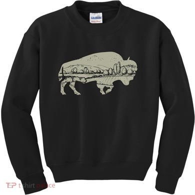 Landscape Buffalo Bison Kids Sweatshirt