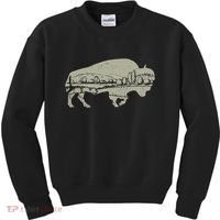 Landscape Buffalo Bison Kids Sweatshirt thumb 0