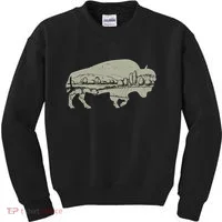 Landscape Buffalo Bison Kids Sweatshirt thumb 0