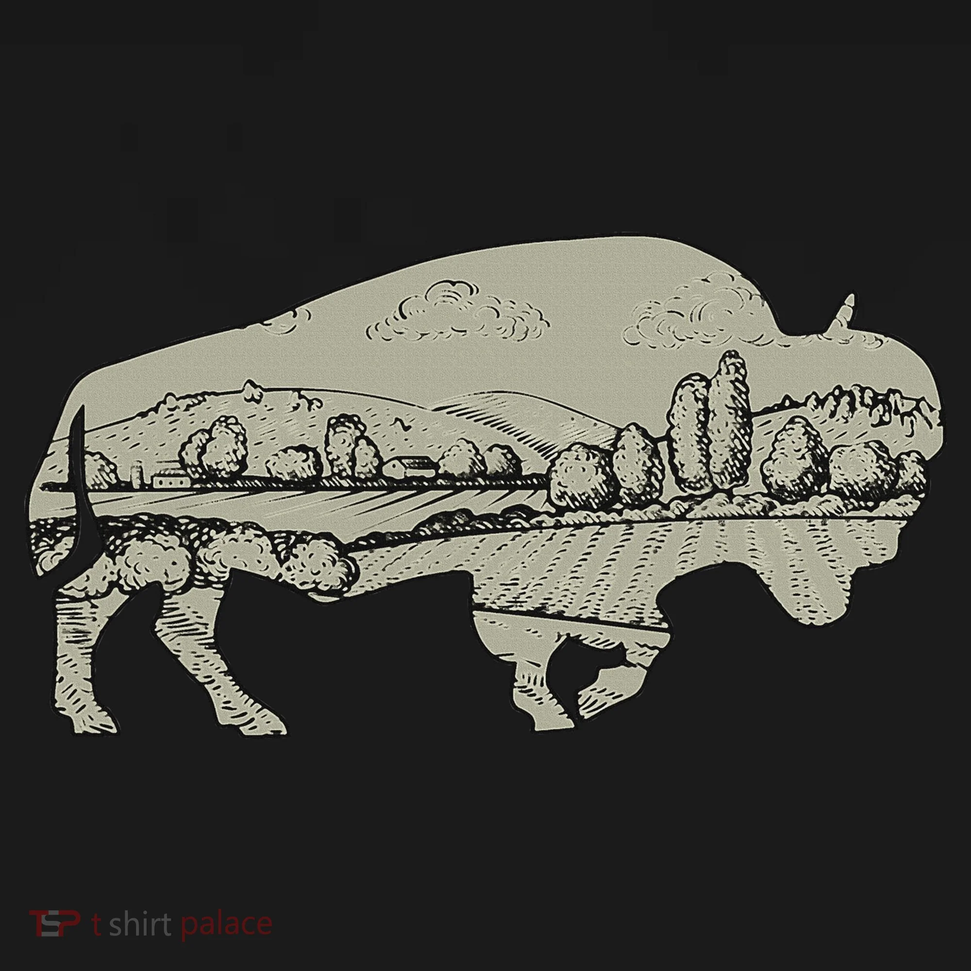 Landscape Buffalo Bison Kids Sweatshirt