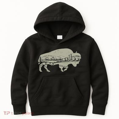 Landscape Buffalo Bison Kids Hoodie