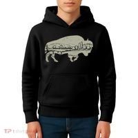 Landscape Buffalo Bison Kids Hoodie thumb 4
