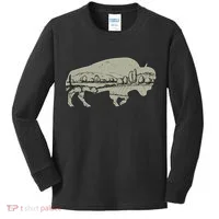 Landscape Buffalo Bison Kids Long Sleeve Shirt thumb 0