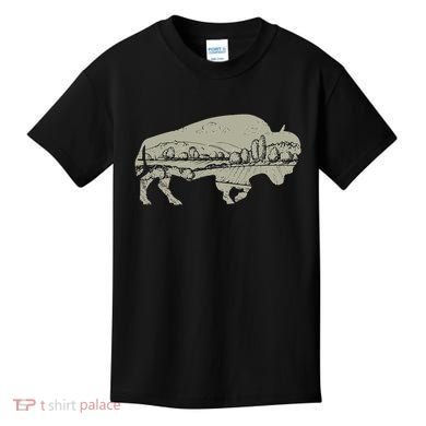 Landscape Buffalo Bison Kids T-Shirt