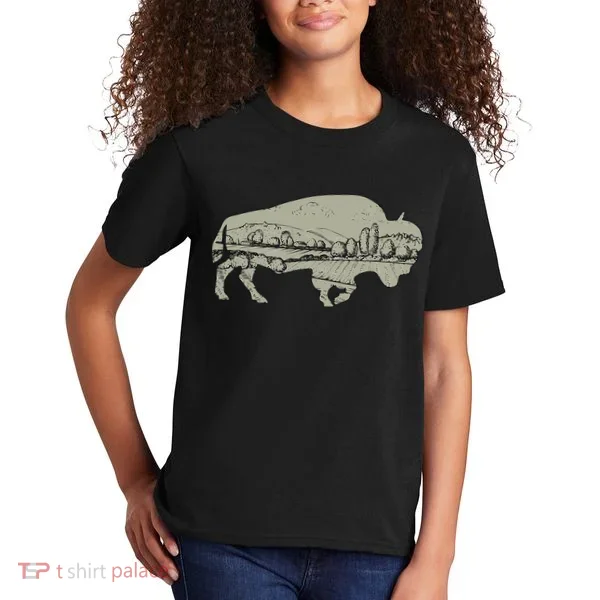 Landscape Buffalo Bison Kids T-Shirt