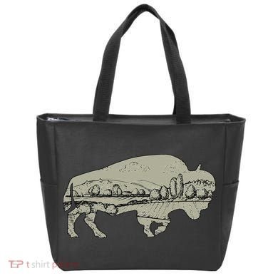 Landscape Buffalo Bison Tote Bag