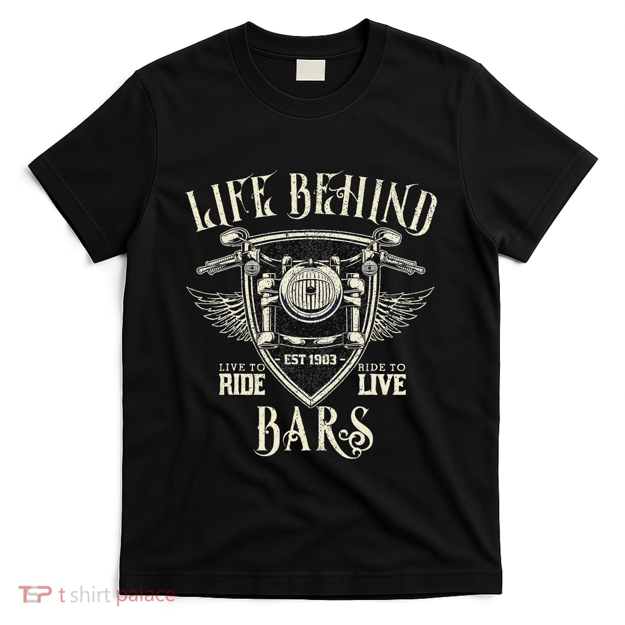 Life Behind Bars Motorcycle Rider Vintage Chopper Biker Gift T-Shirt