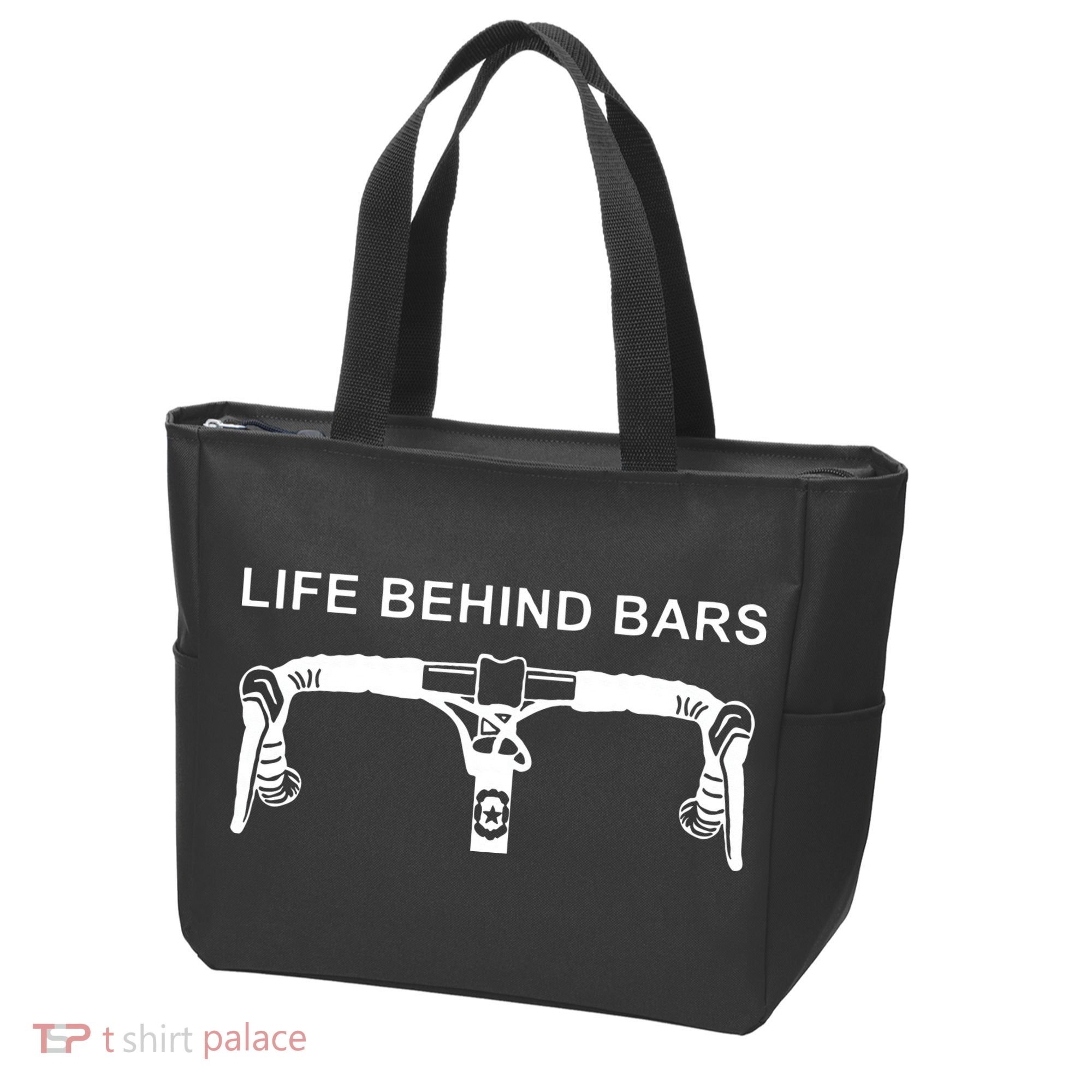 LIFE BEHIND BARS Funny Cycling Biking Tote Bag