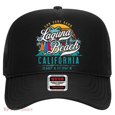 Laguna Beach California Retro Sun Sand Surf Palm Trees Hat
