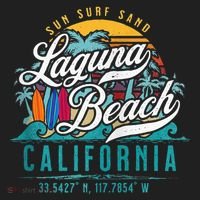 Laguna Beach California Retro Sun Sand Surf Palm Trees Hat thumb 2