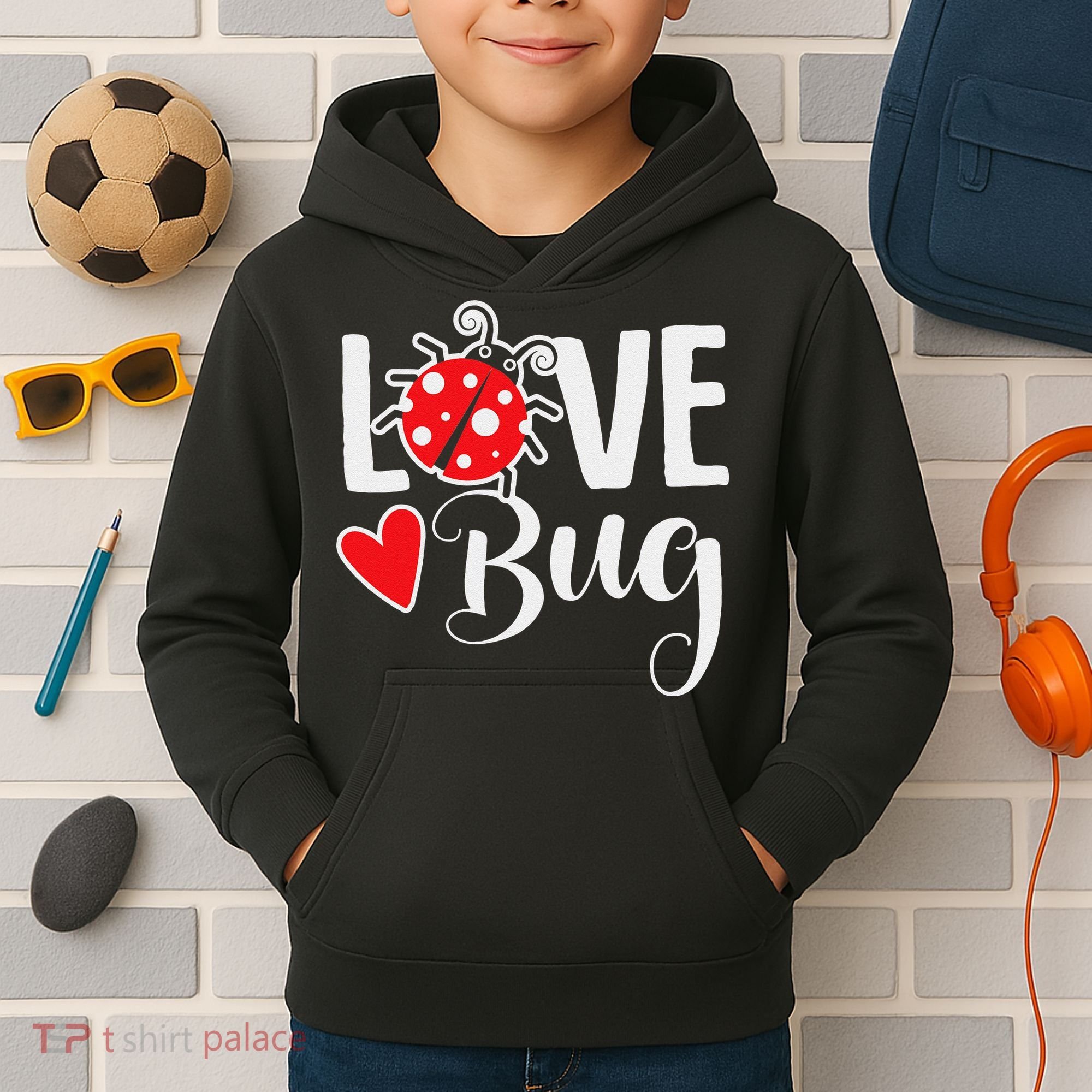 Love Bug Cute Valentine's Day Party Ladybug Kids Hoodie