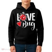 Love Bug Cute Valentine's Day Party Ladybug Kids Hoodie thumb 4