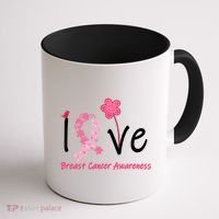 Love Breast Cancer Awareness Flower Ribbon Coffee Mug thumb 1