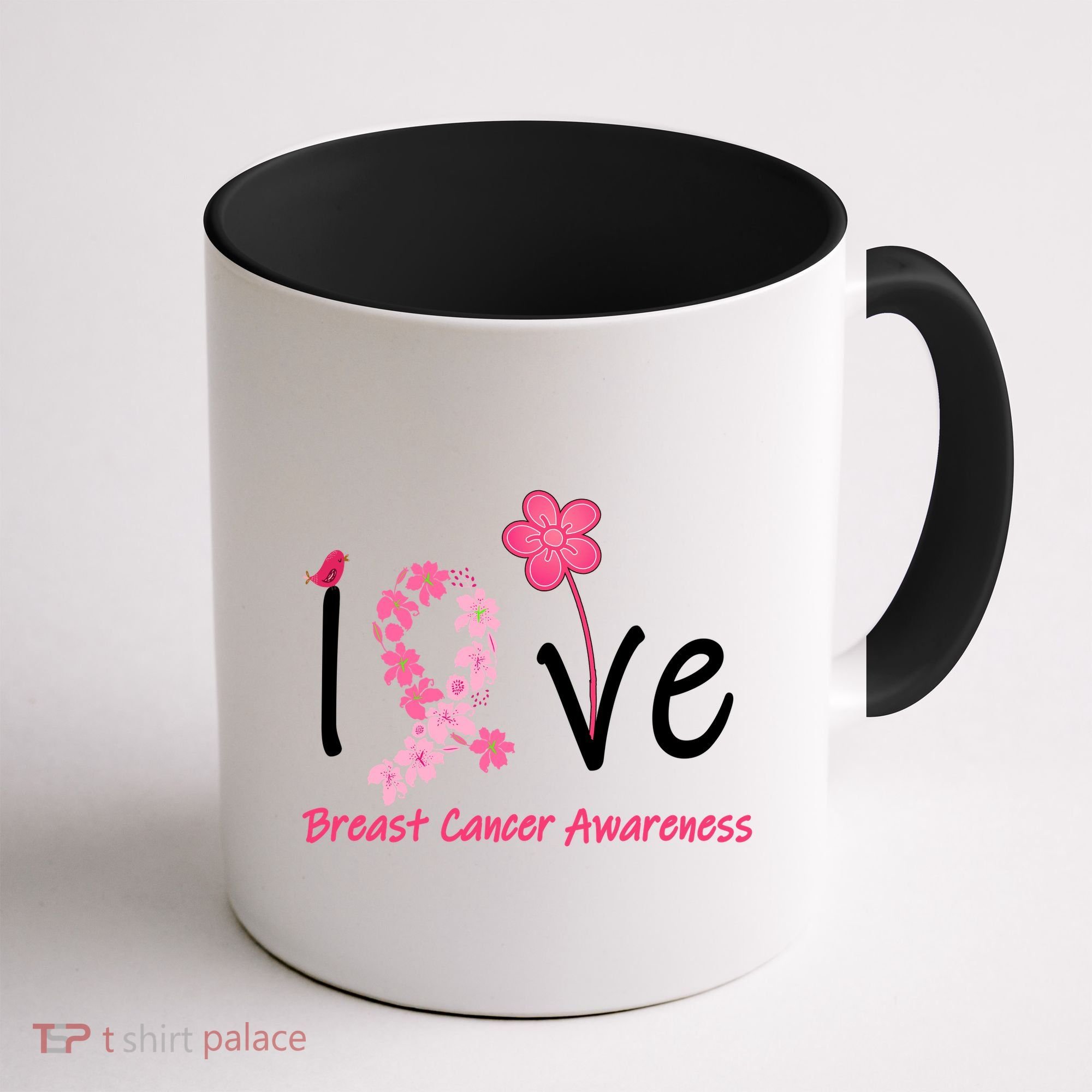 Love Breast Cancer Awareness Flower Ribbon Coffee Mug