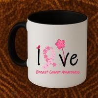 Love Breast Cancer Awareness Flower Ribbon Coffee Mug thumb 2