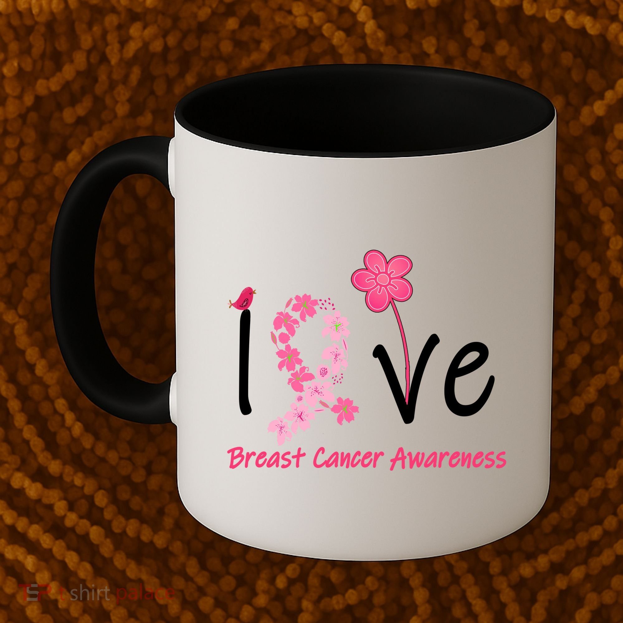 Love Breast Cancer Awareness Flower Ribbon Coffee Mug