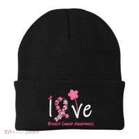 Love Breast Cancer Awareness Flower Ribbon Beanie thumb 0