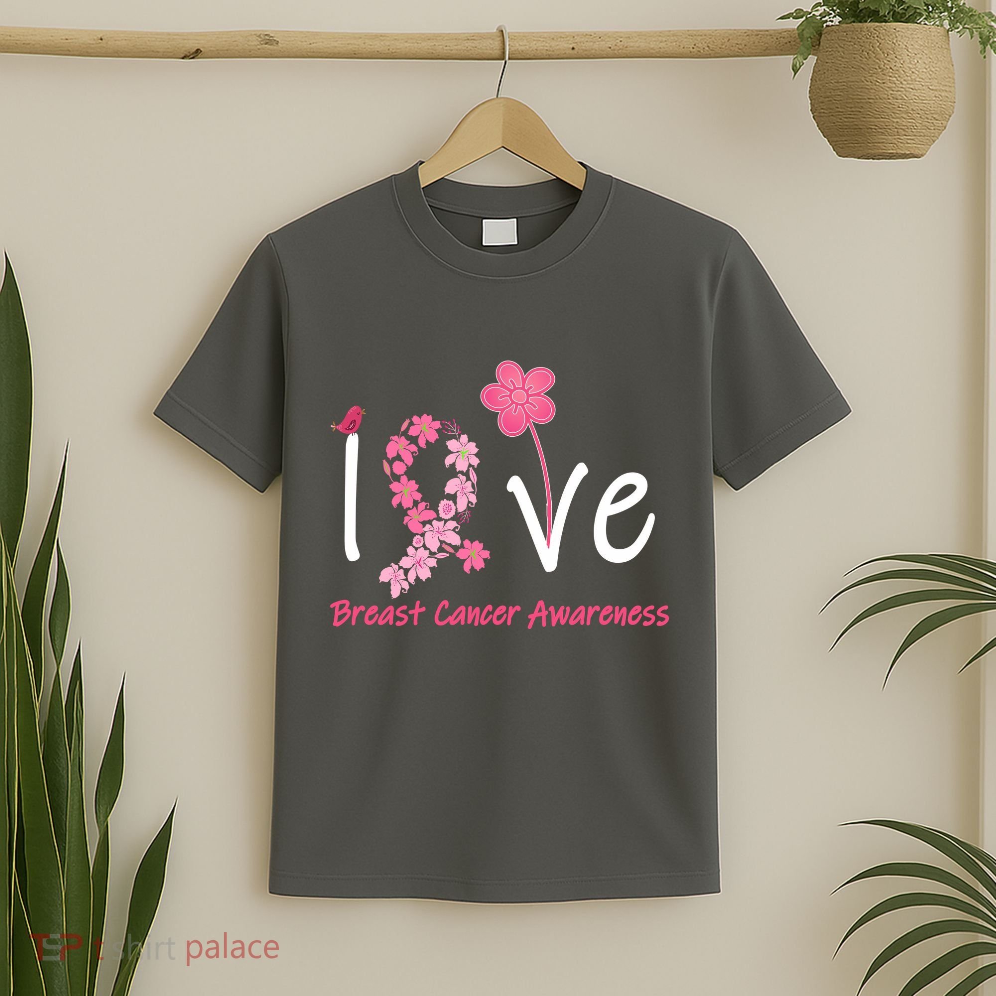 Love Breast Cancer Awareness Flower Ribbon T-Shirt
