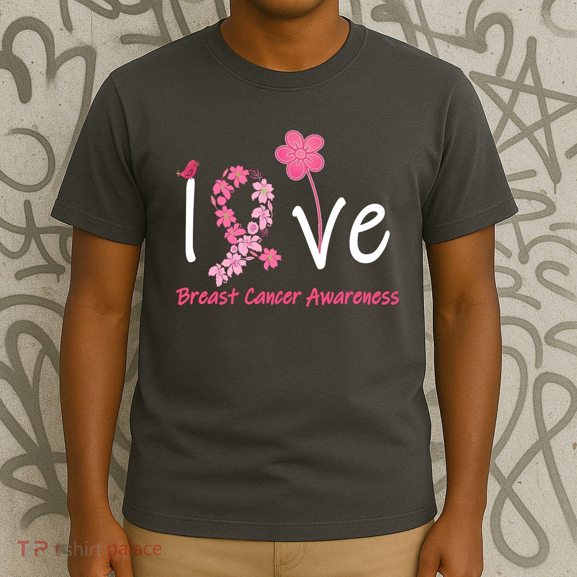 Love Breast Cancer Awareness Flower Ribbon T-Shirt