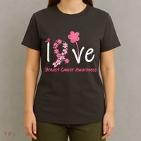 Love Breast Cancer Awareness Flower Ribbon T-Shirt thumb 4